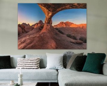 Namibie Spitzkoppe Natural Arch Alpenglühen (Arche naturelle du Spitzkoppe)