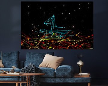 at night, the sea under a starry sky is colorful van Dagmar Marina