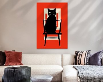 Black cat in the chair by haroulita