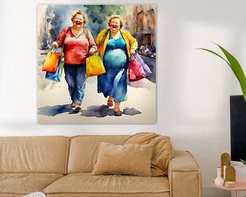 2 dames sociables faisant du shopping sur De gezellige Dames