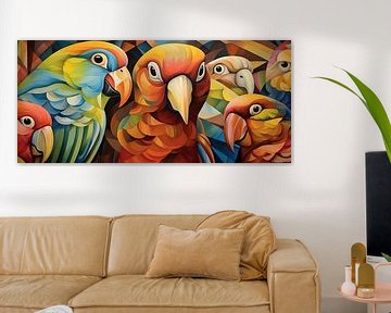 Painting Colourful Parrots by ARTEO Paintings