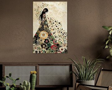 Vrouw Bloemenjurk | Enchanted Floral Silhouette van Kunst Kriebels