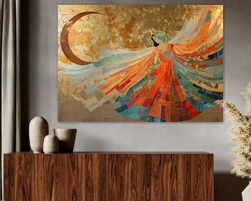 Woman Golden Dance | Golden Swirl Grace by Art Whims