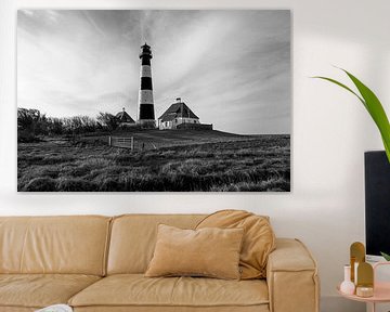 Lighthouse Westerheversand - black and white by Frank Herrmann