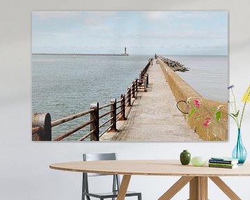 Dunkirk overlooking the North Sea and the lighthouse by Blond Beeld