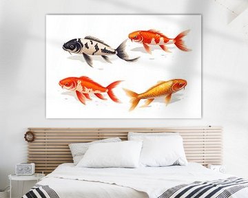 various koi isolated on a white background, detail by Animaflora PicsStock