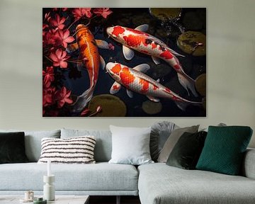 Koi carp in a garden pond in spring by Animaflora PicsStock