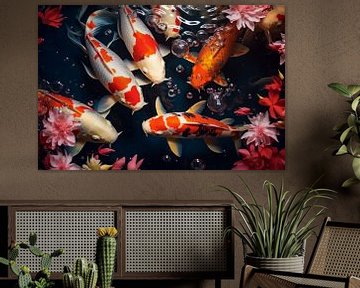 Koi carp in a garden pond in spring by Animaflora PicsStock