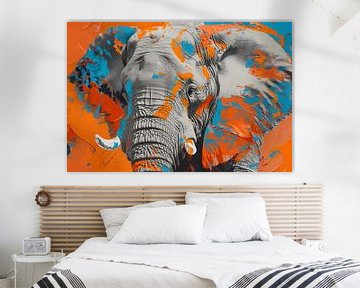Elefant in blau und orange von ARTemberaubend