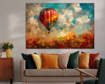 Luchtballon Herfst | Autumn Ascend van Abstract Schilderij