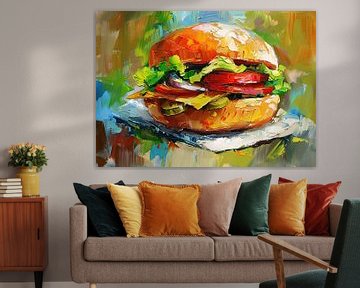 Hamburger Painting | Whimsical Delight sur Peinture Abstraite
