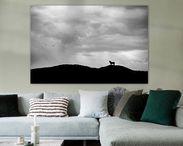 Silhouette eines Exmoor-Pferdes auf Texel von Karen Velleman