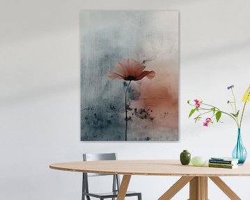 Japandi style poppy, pink and blue by Japandi Art Studio