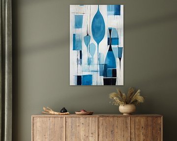 Blauw wit moderne abstracte kunst van haroulita