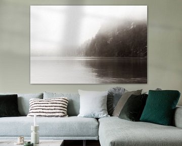 Ruige Natuur | Alpsee Duitsland | minimalistisch | sepia | fotobehang van Laura Dijkslag