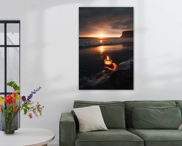Lumière des bougies au coucher du soleil