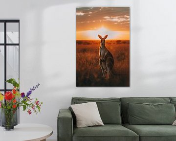 Kangoeroe in het ochtendlicht van fernlichtsicht