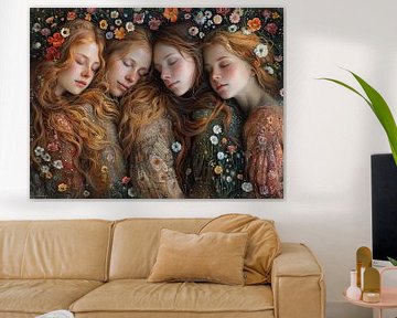 Frauen Blumen und Sterne