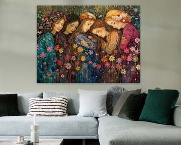 Frauen Blumen und Sterne