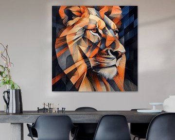 Lion in modern abstract lines by Lauri Creates