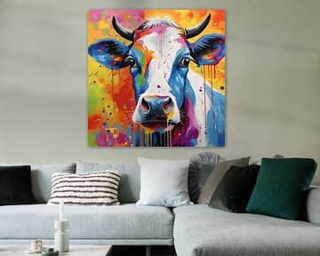 Mooie koe in gemengde pop-artstijl van Animaflora PicsStock