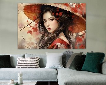 Japanische Schönheit Frau, Kunst Design