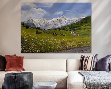 Zwitsers landschap, Berner Oberland, Eiger  Monch Jungfrau. van Pieter Johannes Schenk