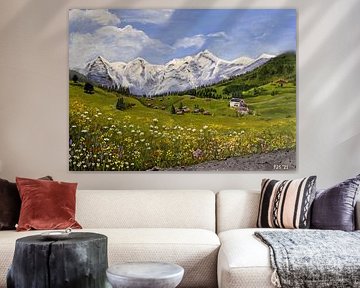 Zwitsers landschap, Berner Oberland, Eiger  Monch Jungfrau. van Pieter Johannes Schenk