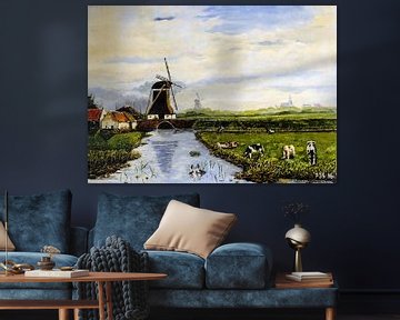 Hollands landschap van Pieter Johannes Schenk
