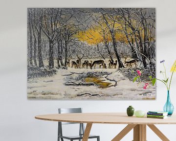 Herten in de Winter van Pieter Johannes Schenk