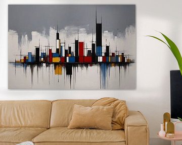 Skyline Piet Mondriaan stijl van Art & Soul Creations