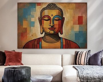 Buddha im Stil von Paul Klee von De Muurdecoratie