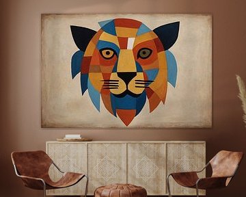 Lion Paul Klee style by De Muurdecoratie