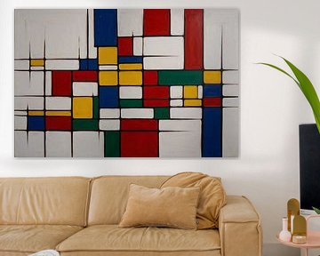 Abstraction Style Piet Mondrian sur De Muurdecoratie