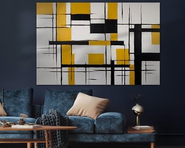 Geel met zwart abstracte kunst van Art & Soul Creations