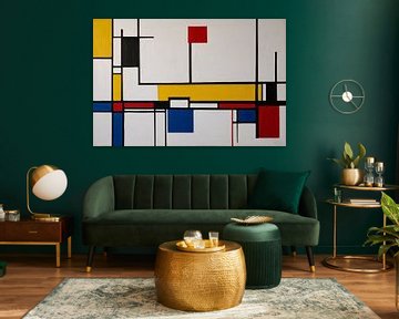Abstrait de style Piet Mondrian sur De Muurdecoratie