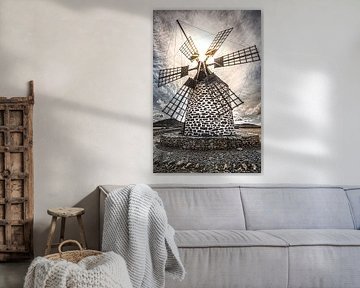 Windmolen op het Spaans Canarische eiland Fuerteventura