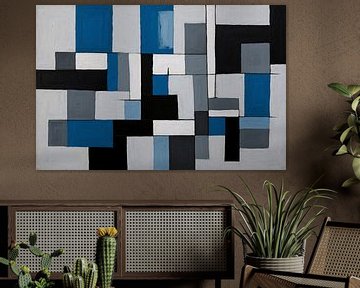 Boîtes bleues et noires sur De Muurdecoratie