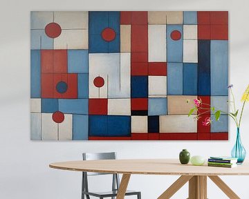 Red and blue figures abstract by De Muurdecoratie