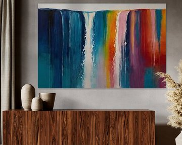Kleurrijke waterval abstract van De Muurdecoratie