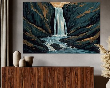 Digitale Kunst Wasserfall von De Muurdecoratie