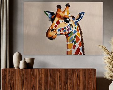 Giraffe Pop Art Porträt von De Muurdecoratie