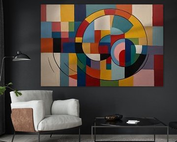 Confluence of colourful figures - Abstraction by De Muurdecoratie