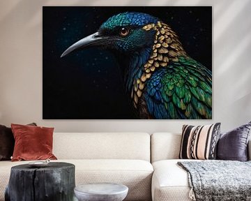 Bird with gold by De Muurdecoratie