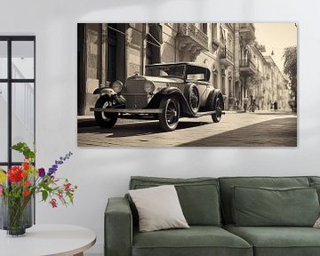 Vintage car in an Italian street, monochrome sepia by Animaflora PicsStock