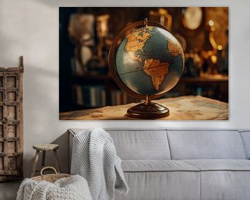 Vieux globe rétro avec une carte géographique en arrière-plan sur Animaflora PicsStock