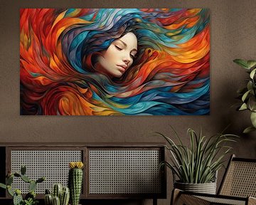 Kleurrijk abstract schilderij, vrouw met oneindige creativiteit, kunstontwerp van Animaflora PicsStock