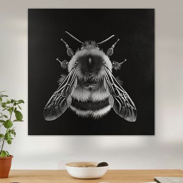 portrait en noir et blanc d'un bourdon