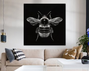 zwart wit portret van een hommel van Margriet Hulsker