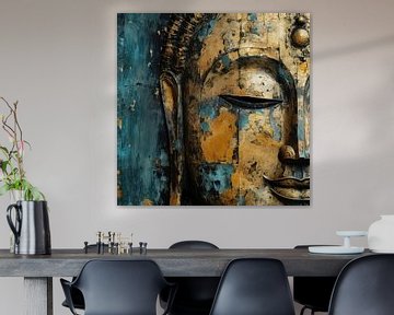 Buddha in gold and turquoise by ARTemberaubend